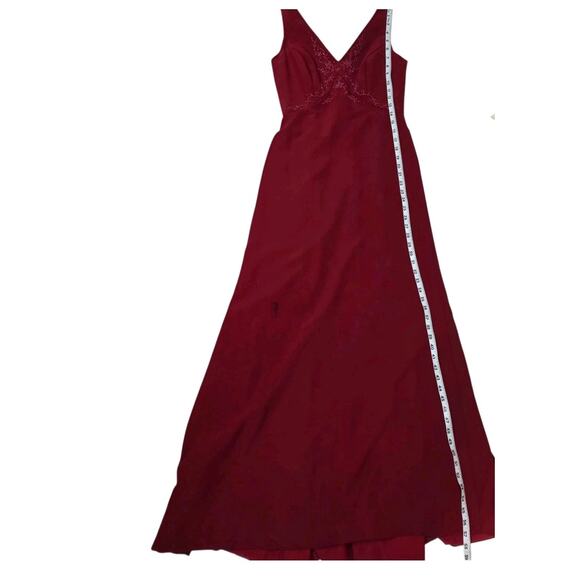 Vintage Y2K Red Maxi Dress W/ Shawl Gown David’s Bridal Sz 4 Beaded Front Demure - Picture 7 of 9